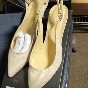 Marc Fisher Cream Heels with Slingback and Pointed Toe